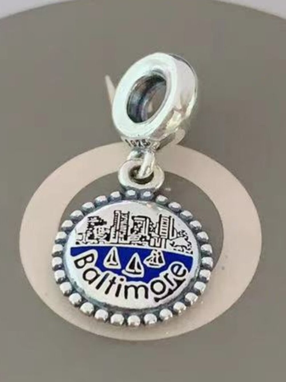 Pandora Baltimore Maryland Charm-Travel Pendant, s925 Sterling Silver